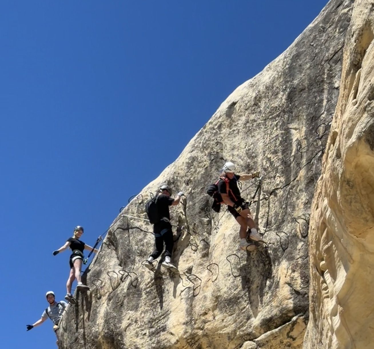 Climbers on the Ashley Gorge via ferrata, half day trip